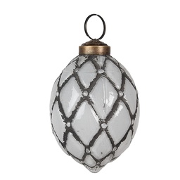 [6GL4522] Weihnachtskugel Grau Ø 6x8 cm