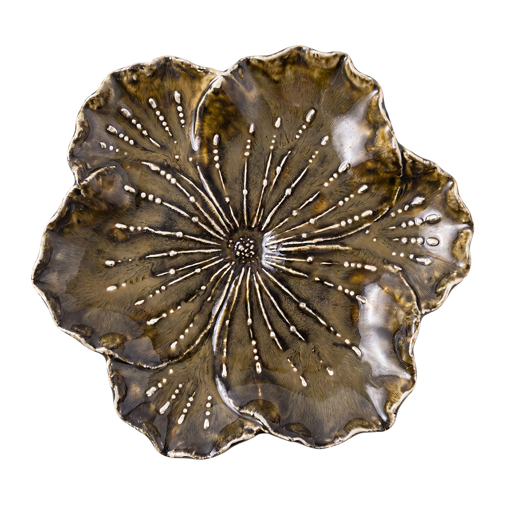 Decorazione ciotola Fiore Marrone Beige Ø 17x4 cm