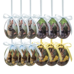 [65904] Decorative Hanger Egg (set 12) Multicoloured Ø 4x5 cm