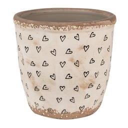 [6CE1652M] Vaso Porta Pianta Beige Nero Ø 14x13 cm