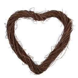 [6RO0606M] Decoration Garland Heart Brown 40x40x4 cm