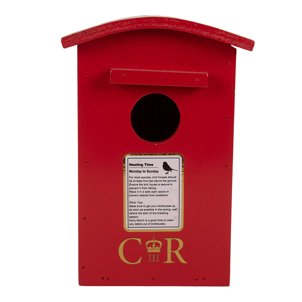 Maison d'oiseau Rouge Blanc 14x12x21 cm