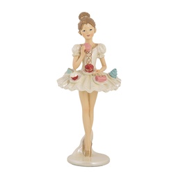 [6PR5643] Deko Ballerina Weiß Beige Ø 10x24 cm