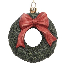 [66085] Decorazione Corona pendente Verde Rosso 9x4x11 cm