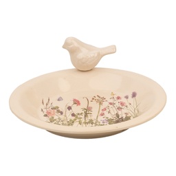 [6CE1948L] Mangeoire pour les oiseaux Beige Rose Ø 26x10 cm