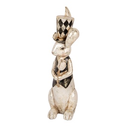 [6PR5093] Image de décoration Lapin Blanc Noir 12x14x38 cm