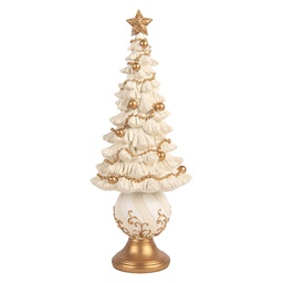 [6PR6500] Décoration de Noël Sapin de Noël Blanc Couleur or Ø 13x32 cm