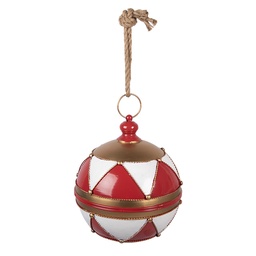 [6Y5986] Decorazione Palla di natale Rosso Bianco Ø 31x36 cm