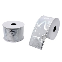 [LI0125] Ruban Blanc Couleur argent 5 cm x 2.7 m
