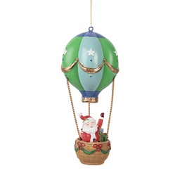 [6PR5613] Décoration pendentif Père Noël dans Ballon à air Vert Bleu Ø 8x18 cm