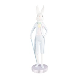 [6PR5199] Decorazione Coniglio Bianco Blu Ø 10x40 cm
