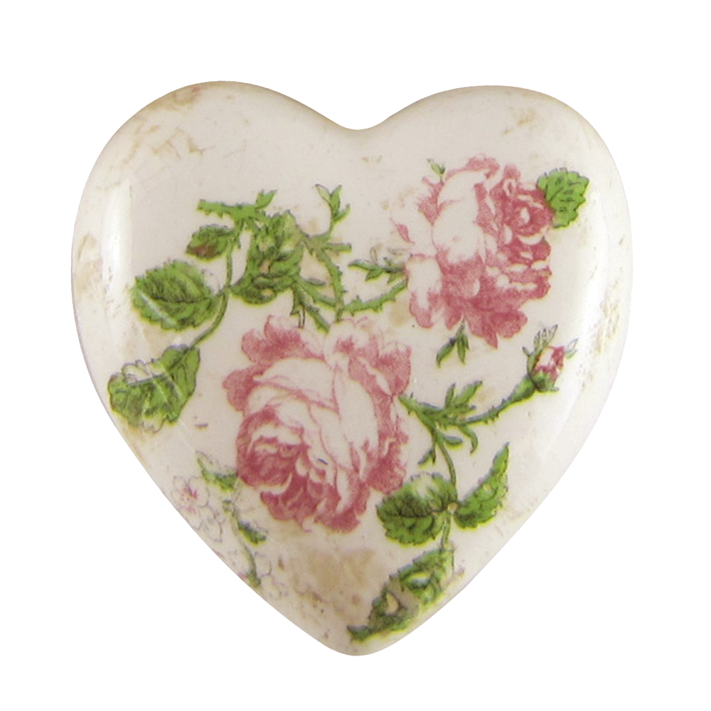 Deko Herz Rosa, Beige 8x8x4 cm