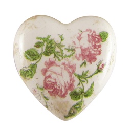 [6CE1542M] Decoration Heart Pink, Beige 8x8x4 cm