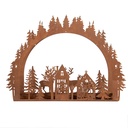 Tealight Holder Christmas scene Brown 32x9x23 cm