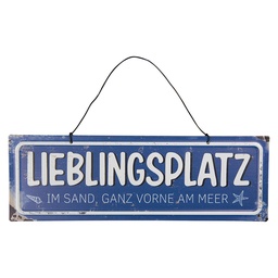 [6Y5690] Textschild Blau Weiß 30x1x10 cm