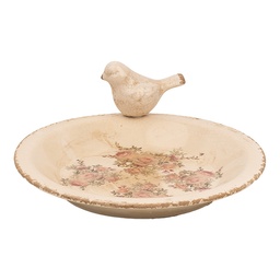 [6CE1949L] Vogelfütterer Beige Rosa Ø 26x10 cm