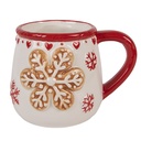 Becher Weiß Rot 13x10x10 cm / 375 ml