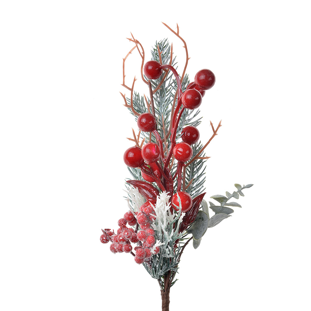 Christmas Decoration Artificial Branch Red Green 8x7x27 cm