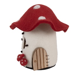 [66293] Felt House White Red 20x20x18 cm