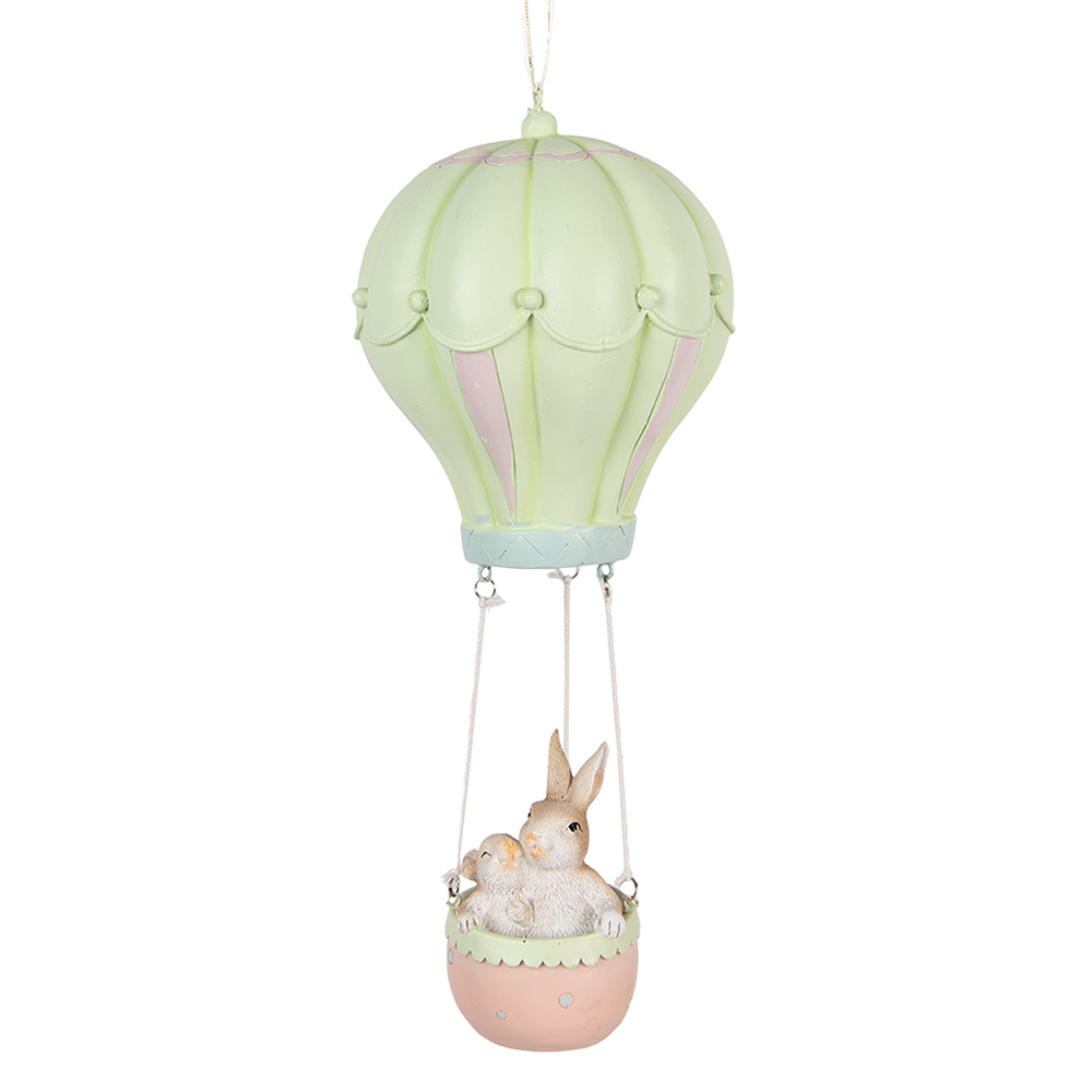 Decoratie hanger konijnen in luchtballon Ø 14x34 cm