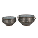 Blumentopfen für Innen (2er set) Grau, Braun 40x35x20 / 32x31x15 cm