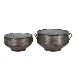 [6Y4772] Flower Pots (set of 2) Grey, Brown 40x35x20 / 32x31x15 cm