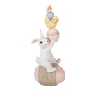 Decorazione Coniglio su uovo Bianco Rosa 8x6x19 cm