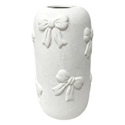[6TE0599] Deko Vase Weiß Ø 16x30 cm