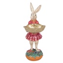 Dekoration Kaninchen mit Schale Beige Rosa 11x14x30 cm
