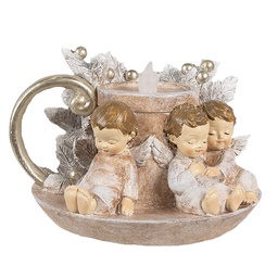 [6PR4164] Decorazione candeliere angelo Marrone LED 14x13x10 cm