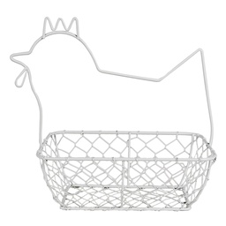 [6Y5482] Panier Poule Blanc 27x16x27 cm