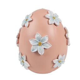 [6PR5215] Statua Decorativa Uovo Rosa Bianco Ø 11x13 cm