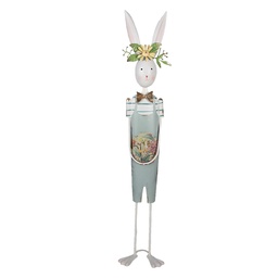 [5Y1216] Image de décoration Lapin Blanc Vert 17x12x88 cm