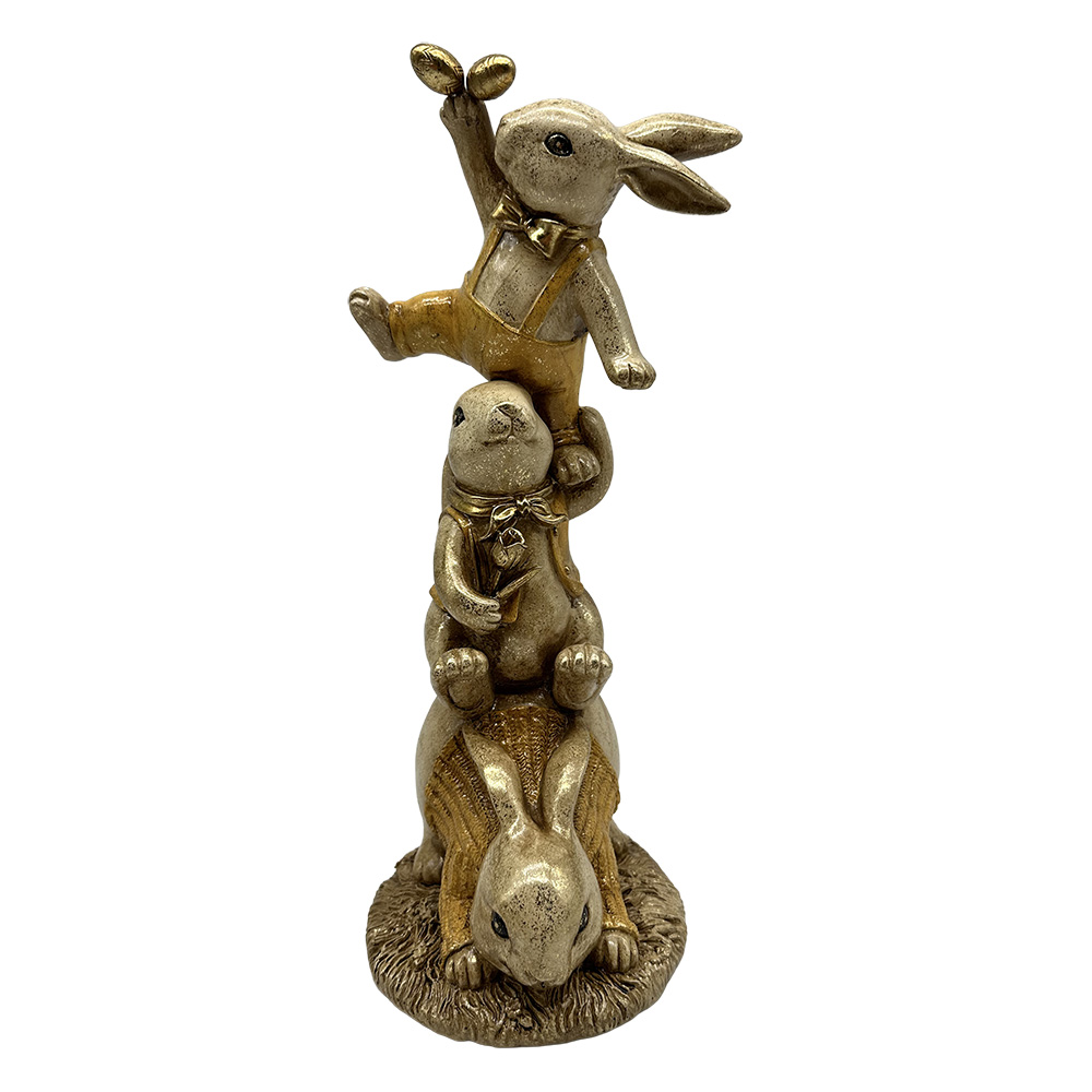 Deko Kaninchen Weiß Goldfarbig 16x15x34 cm