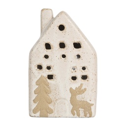[6CE2175S] Decoratie huisje met LED 6x5x10 cm