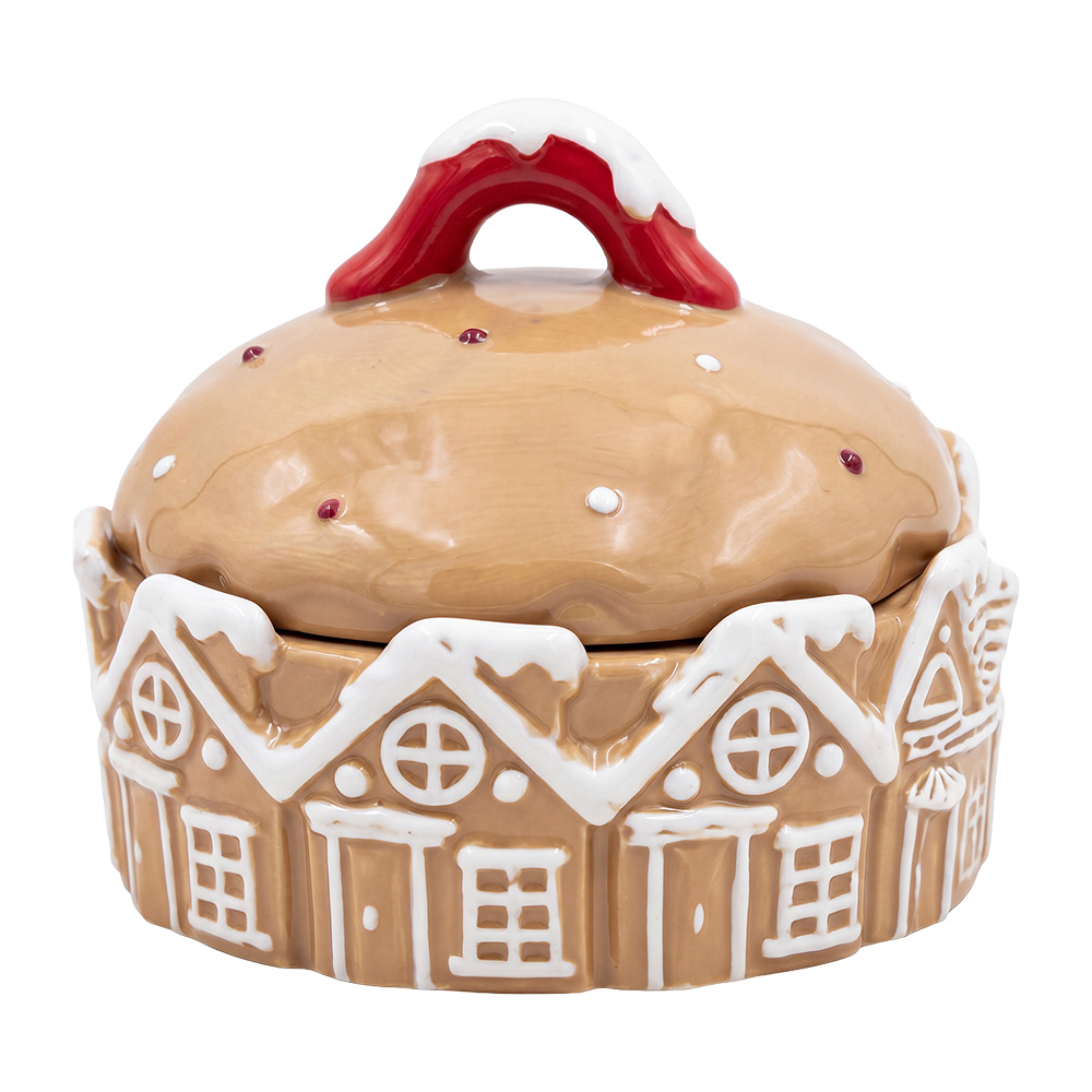 Storage Jar with Lid Brown White Ø 16x13 cm