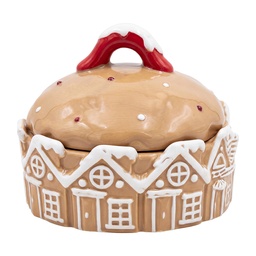 [6CE2426] Vorratsdose mit Deckel Braun Weiß Ø 16x13 cm