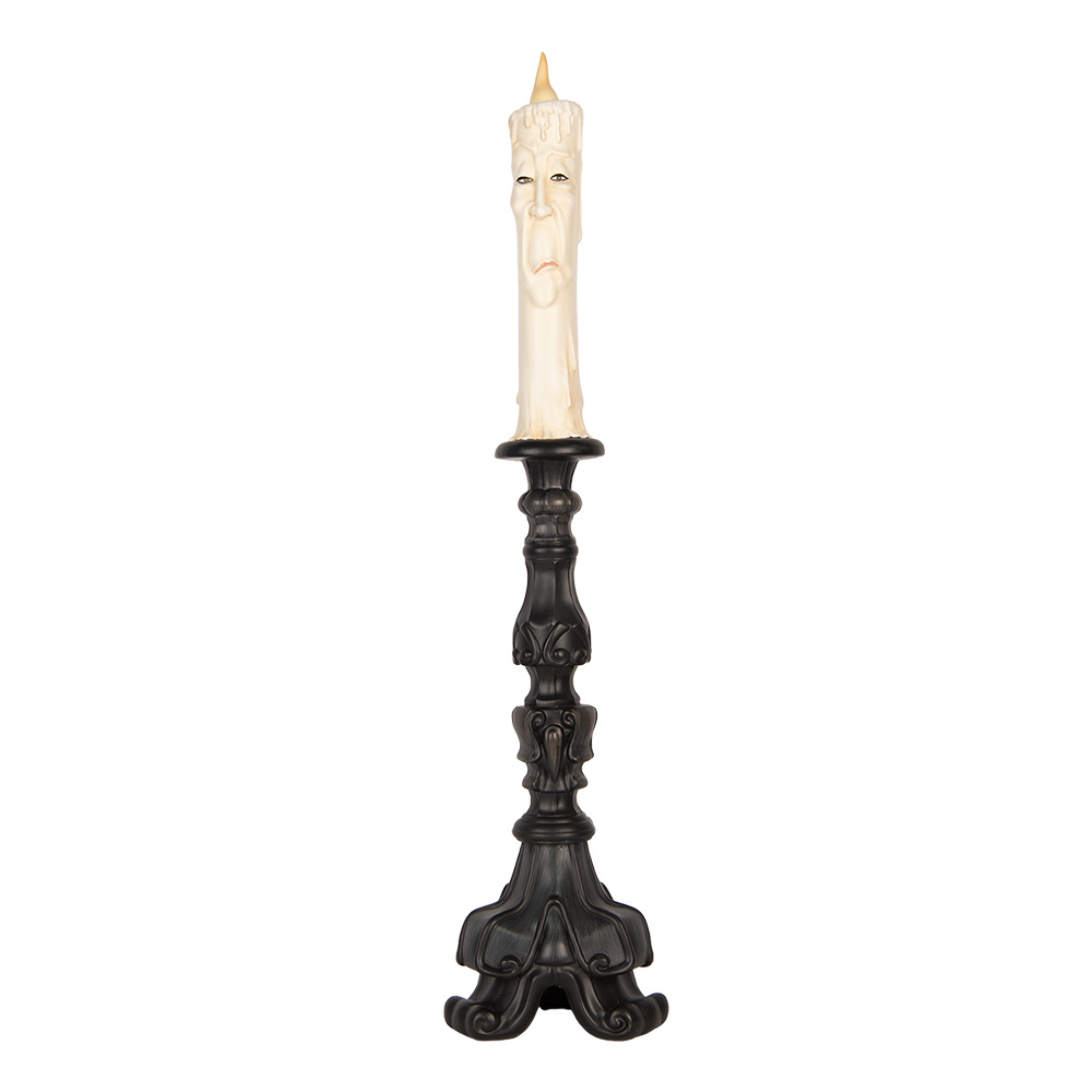 Dekoration Kerzenständer mit Kerze Schwarz Beige 14x13x63 cm