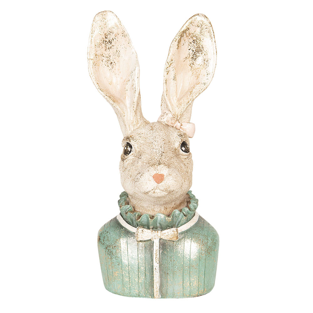 Image de décoration Lapin Beige, Vert 19x11x17 cm