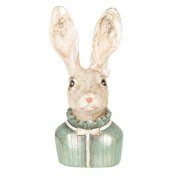 [6PR2517] Decoration Statue Rabbit Beige, Green 19x11x17 cm