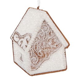 [6PR5334] Ciondolo di decorazione di una casetta Bianco Marrone 9x1x10 cm