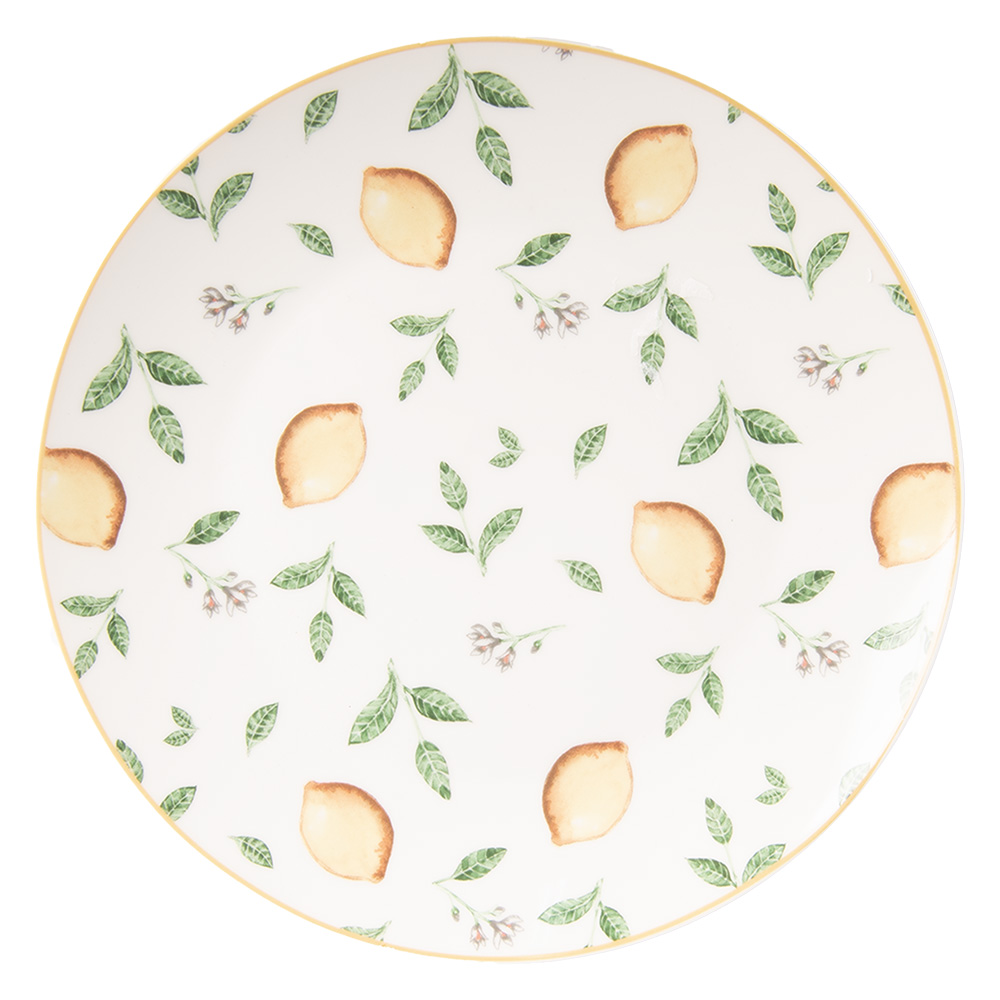 Crockery Breakfast Plates White Yellow Ø 20x2 cm