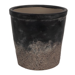 [6CE1719S] Flower Pot Inside Black Brown Ø 12x11 cm