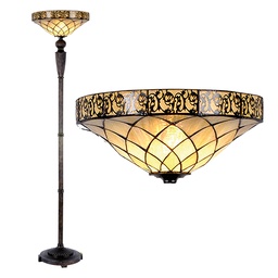 [5LL-5280] Lampada da Terra Tiffany Marrone, Beige Ø 41x179 cm E27/max 1x60W