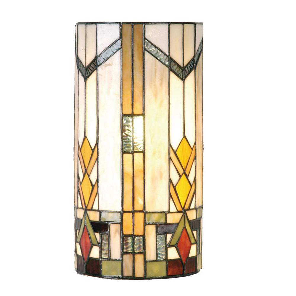 Tiffany Wandlampe Beige, Grün 20x11x36 cm E14/max 2x40W