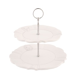 [6CE0276] Etagere 2 Etagen Beige Ø 25x23 cm