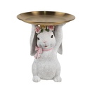 Décoration Lapin avec plat Blanc Couleur or Ø 21x23 cm