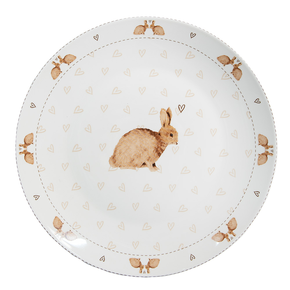 Tableware Diner Plate White Brown Ø 26x2 cm