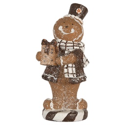 [6PR5812] Decoration Gingerbread man Brown White 9x8x20 cm
