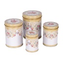 Aufbewahrungskarton 4-er Set Weiß Rosa Ø 11x14 /Ø 9x13 /Ø 8x11 /Ø 6x9 cm
